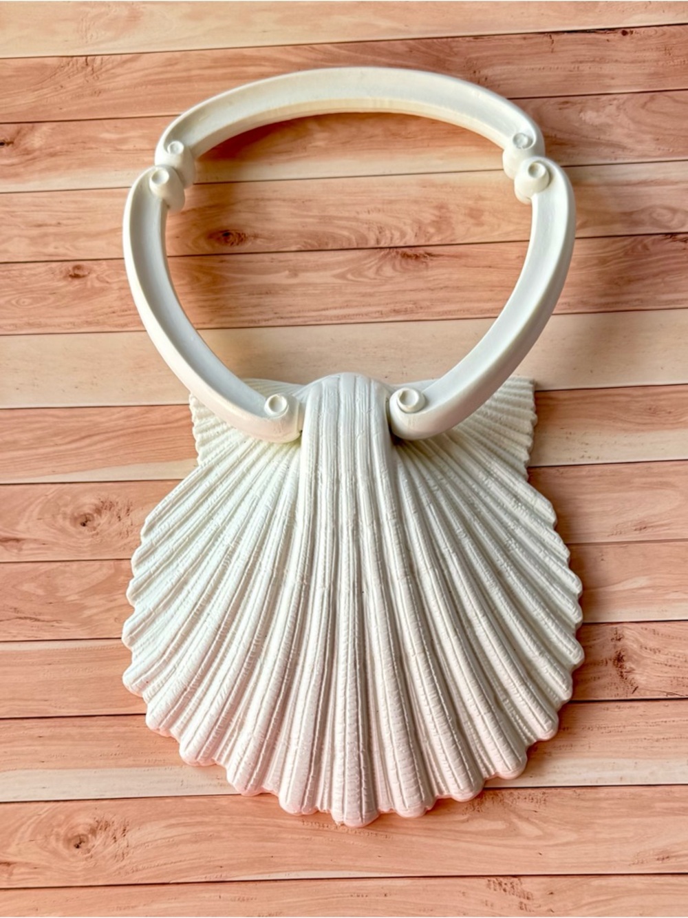 Vintage Seashell Towel Ring Holder off White Bath Beach Decor